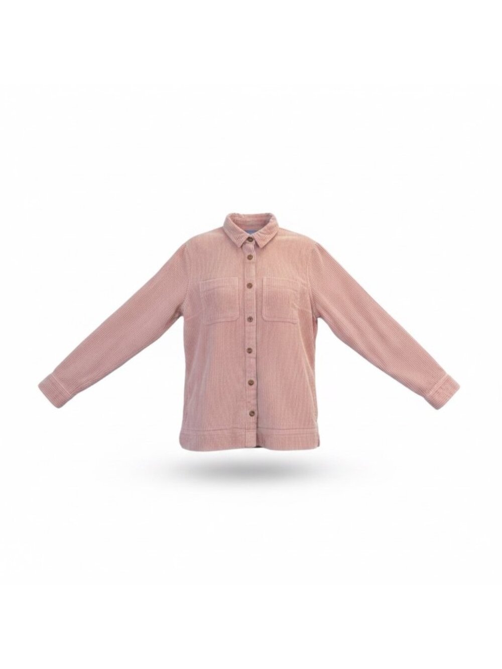 L.L.Bean Womens Pink Corduroy Shirt Jacket Button Front Long Sleeve Casual Sz XS
